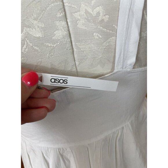 ASOS Womens Solid White Summer Knit Cotton Dress NWT US Size 6 Sleeveless - Picture 6 of 9